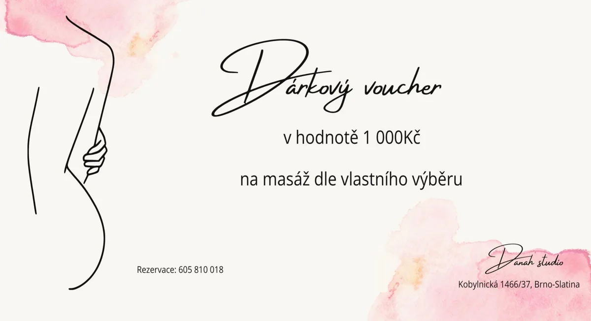Ukázka dárkového poukazu Danah Studio na masáž